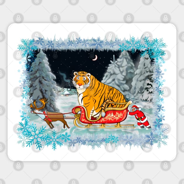 Christmas Tiger Delivery Mission for Secret Santa / Year of the Tiger /New Year 2022/ Tiger 2022 Magnet by SafSafStore